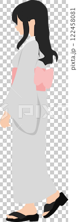 穿著浴衣（和服）的女人的插圖 122458081