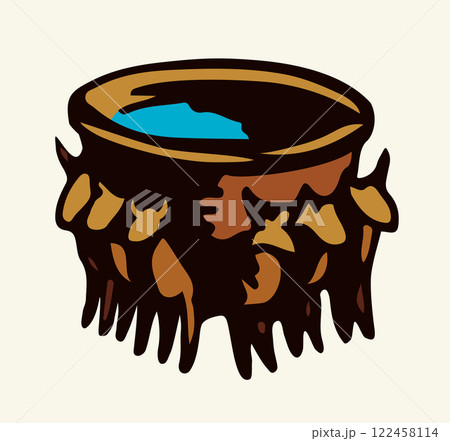 Vector drawing. Bronze sea with oxen from the Jerusalem temple Vector drawing. Bronze sea with oxen from the Jerusalem temple 122458114