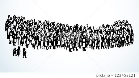 Vector drawing. Big people crowdのイラスト素材 [122458121] - PIXTA