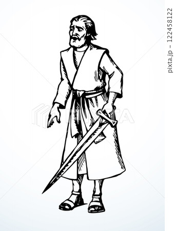 Vector drawing. Man with the sword 122458122