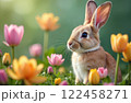 Easter Bunny in a Flower Meadow, a symbol of the Christian holiday 122458271