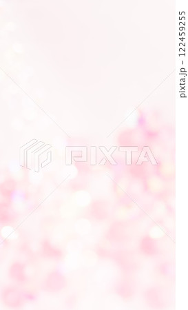 ピンク桜の花びら玉ボケ背景イラスト　縦キラキラふんわり綺麗 122459255