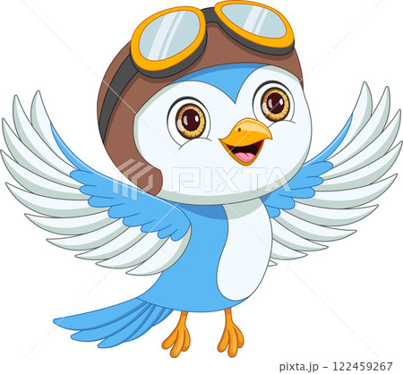 cartoon bird wearing pilot hat cartoon bird wearing pilot hat 122459267