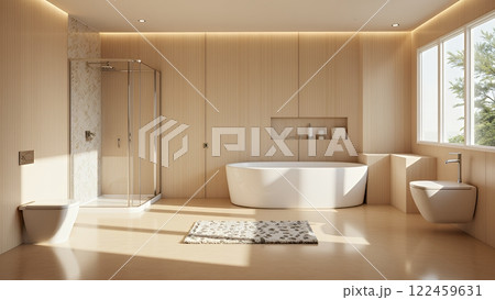 モダンでミニマルなインテリアバスルーム モダンでミニマルなインテリアバスルーム 122459631