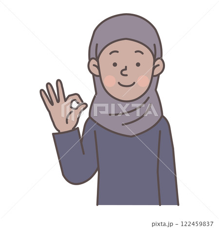 OKサインを出すムスリム女性 122459837