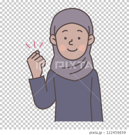 ガッツポーズするムスリム女性 122459839
