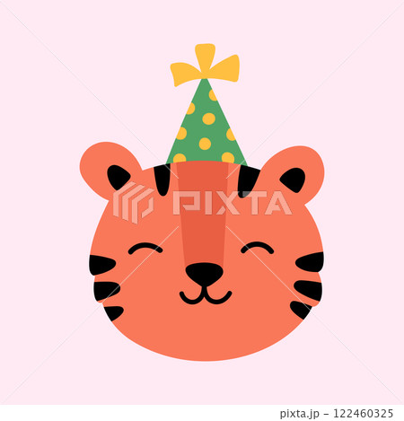 Cute tiger in a festive hat 122460325