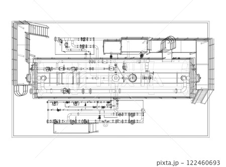 Industrial tank with valves. Vector rendered of 3d 122460693