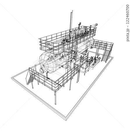 Industrial tank with valves. Vector rendered of 3d Industrial tank with valves. Vector rendered of 3d 122460700