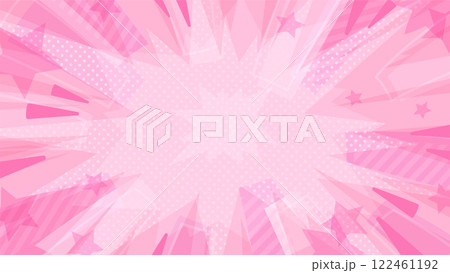 爆発の光と星が散らばるシンプルな背景イラスト_ピンク_16:9 122461192