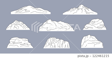 Black and White  Mountains and Rocks Set 122461215