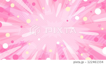 爆発の光と星が放射状に広がる背景イラスト_ピンク_16:9 122461334