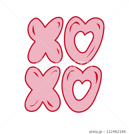 Creative illustration of pink hearts and XO symbols for joyful expressions of love and friendship Creative illustration of pink hearts and XO symbols for joyful expressions of love and friendship 122462166