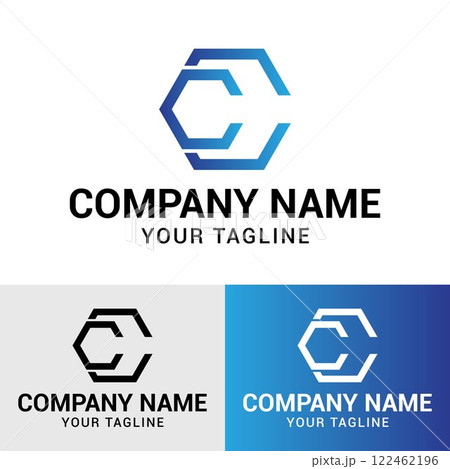 Initial CC letter Polygon Shaped Logo Design Template 122462196