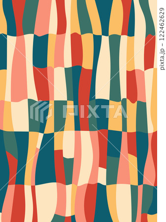 Abstract illustration, colorful stripes in trendy retro line style, wall poster, vector 122462629