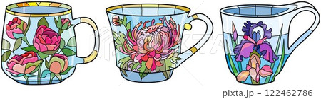 Decorative Vintage Teacups. Hand Drawn Illustration Decorative Vintage Teacups. Hand Drawn Illustration 122462786