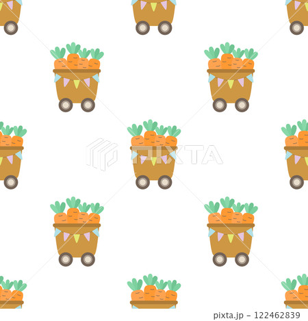wheelbarrow of carrots seamless pattern 122462839