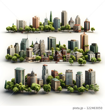 city architecture cityscape urban building modern illustration generativeai. isometric line town street exterior downtown design landscape construction district house. 122463050
