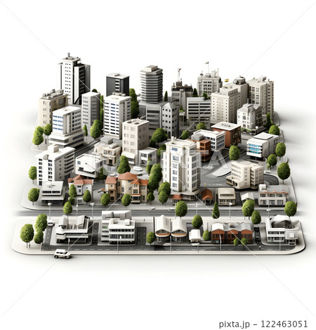 city architecture cityscape urban building modern illustration generativeai. isometric line town street exterior downtown design landscape construction district house. 122463051