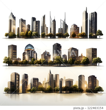 city architecture cityscape urban building modern illustration generativeai. isometric line town street exterior downtown design landscape construction district house. 122463154