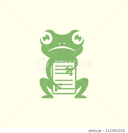green frog amphibian animal hold paper document mascot cartoon character flat simple logo design vector icon illustration green frog amphibian animal hold paper document mascot cartoon character flat simple logo design vector icon illustration 122463358