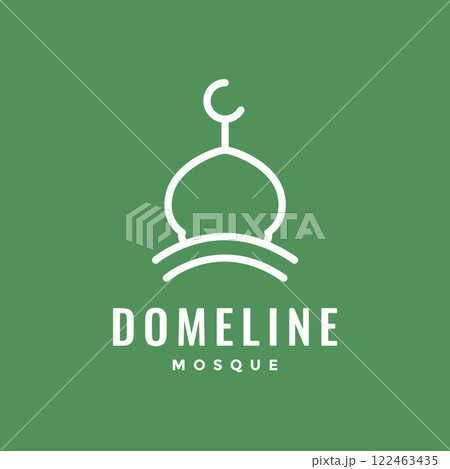 mosque dome muslim pray place minimalist style simple line logo design vector icon illustration 122463435