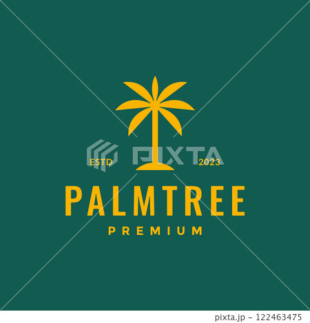palm tree grow clean modern simple minimalist style flat logo design vector icon illustration 122463475