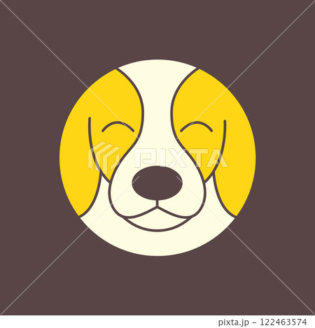 jack russel dog puppy cute circle modern geometric mascot cartoon smile happy logo icon vector illustration 122463574