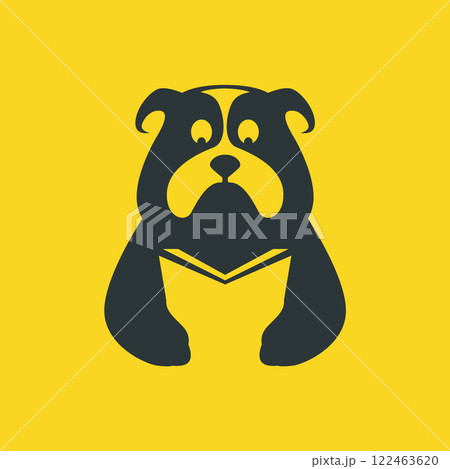 bulldog pets dog reading book study smart mascot cartoon flat modern logo icon vector illustration bulldog pets dog reading book study smart mascot cartoon flat modern logo icon vector illustration 122463620