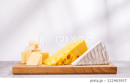 A delectable arrangement of various cheeses A delectable arrangement of various cheeses 122463937