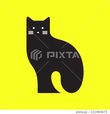 black cat pets sit modern minimal mascot simple logo vector icon illustration 122464073