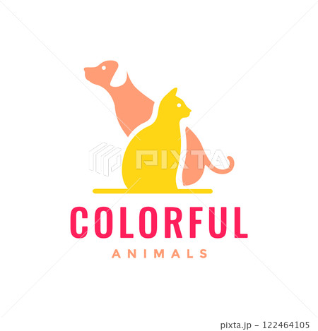 cat and dog pets colorful modern simple mascot friends logo icon vector illustration cat and dog pets colorful modern simple mascot friends logo icon vector illustration 122464105