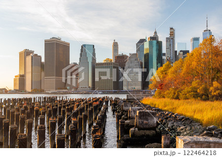 The New York Manhattan skyline during autumn The New York Manhattan skyline during autumn 122464218