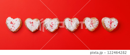 Delightful homemade heart-shaped cookies, perfectly crafted for Valentines Day 122464282