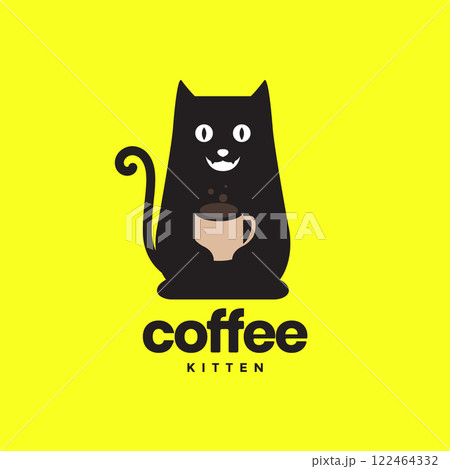 cat pets hold glass drink coffee warm mascot cartoon cute simple modern logo vector icon illustration cat pets hold glass drink coffee warm mascot cartoon cute simple modern logo vector icon illustration 122464332