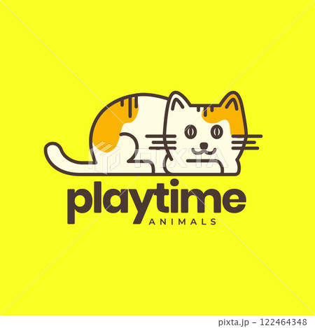 cat kitten pets playing floor colorful cute mascot cartoon logo vector icon illustration 122464348