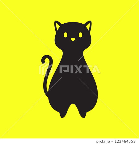 black cat simple stand minimal modern cute mascot logo vector icon illustration 122464355