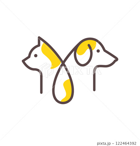 dog and cat pets drop water lines art colorful abstract modern mascot simple logo vector icon illustration dog and cat pets drop water lines art colorful abstract modern mascot simple logo vector icon illustration 122464392