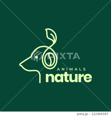 dog pets coffee bean leaves drink nature lines minimal mascot modern logo vector icon illustration dog pets coffee bean leaves drink nature lines minimal mascot modern logo vector icon illustration 122464397