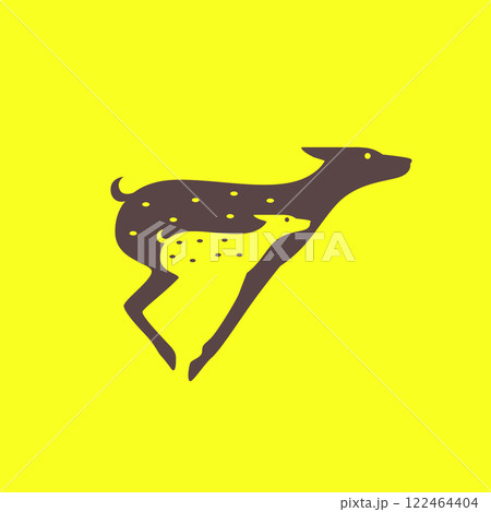 deer and fawn jump wildlife savanna modern minimal mascot logo vector icon illustration 122464404