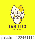cat pets family mother kitten cute cartoon colorful modern mascot logo vector icon illustration 122464414