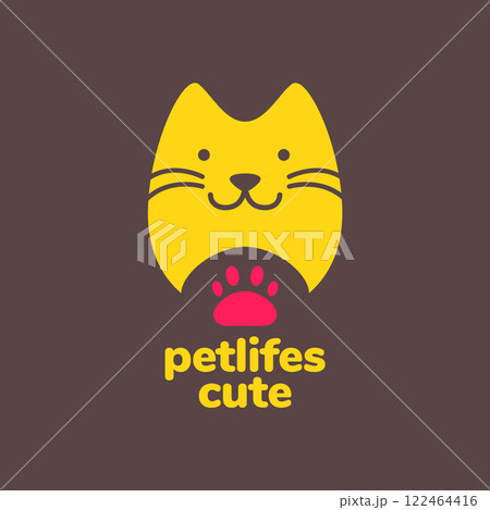 cat pets paw flat mascot cartoon simple modern cute logo vector icon illustration cat pets paw flat mascot cartoon simple modern cute logo vector icon illustration 122464416