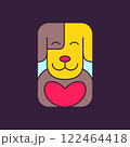 dog pets lover heart care colorful abstract mascot cartoon smile cute modern logo vector icon illustration 122464418