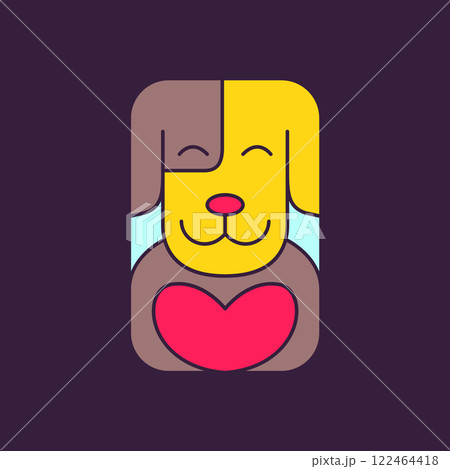 dog pets lover heart care colorful abstract mascot cartoon smile cute modern logo vector icon illustration 122464418