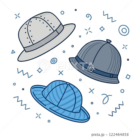 Set of Summer hats line art Set of Summer hats line art 122464858