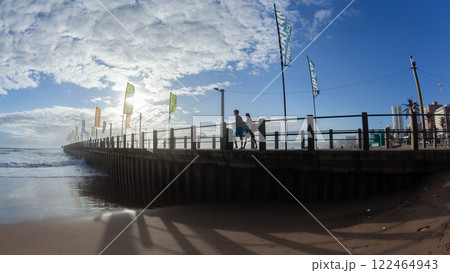 Surfer Walking Pier Jetty Jumping Entry Ocean Surfing Surfer Walking Pier Jetty Jumping Entry Ocean Surfing 122464943