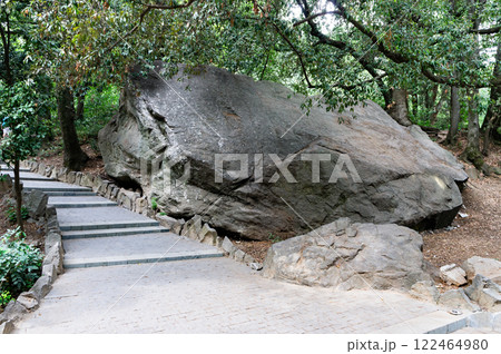 Large Stone in a Scenic Park: Tranquil Nature Setting 122464980