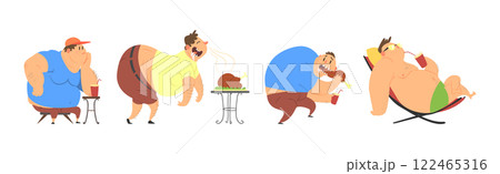 Funny Man Character with Fat Belly Engaged in Different Activity Vector Set Funny Man Character with Fat Belly Engaged in Different Activity Vector Set 122465316