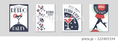 Retro Vintage Party Invitation Card or Poster Vector Set 122465334