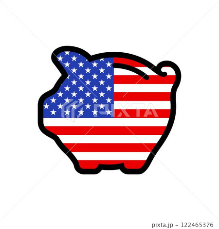 Flag of USA, piggy bank icon, vector symbol 122465376
